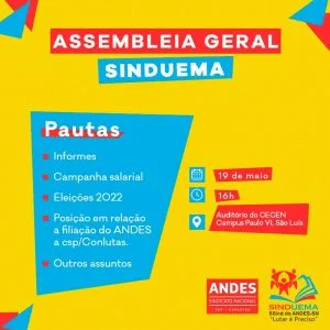 SINDUEMA SSIND DO ANDES: CONVOCATÓRIA ASSEMBLÉIA GERAL