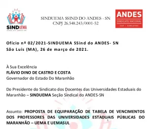 Sindicato dos professores da UEMA e UEMASUL reivindicam equiparação salarial com os professores do magistério da educação básica do Maranhão